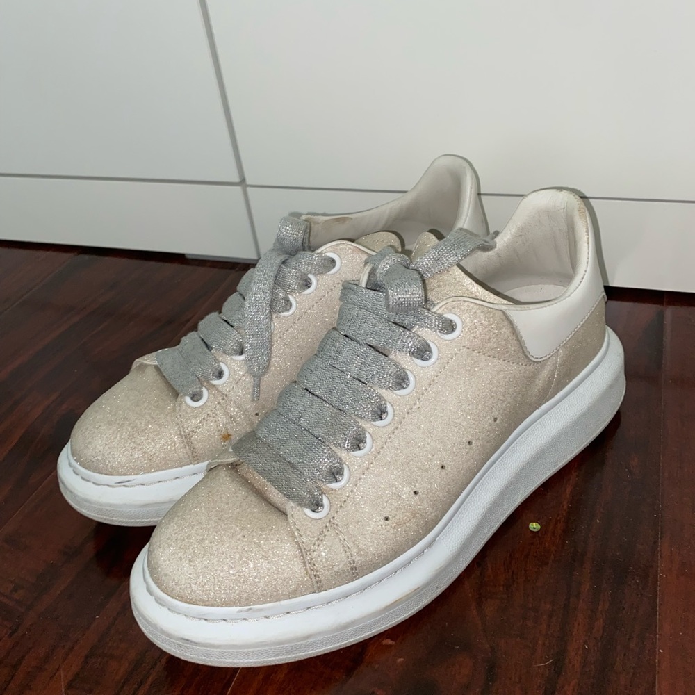 Off white sparkly Alexander McQueen sneakers